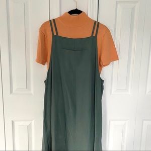 Chicos Silk/Linen Maxi Dress Khaki Green Size 2
